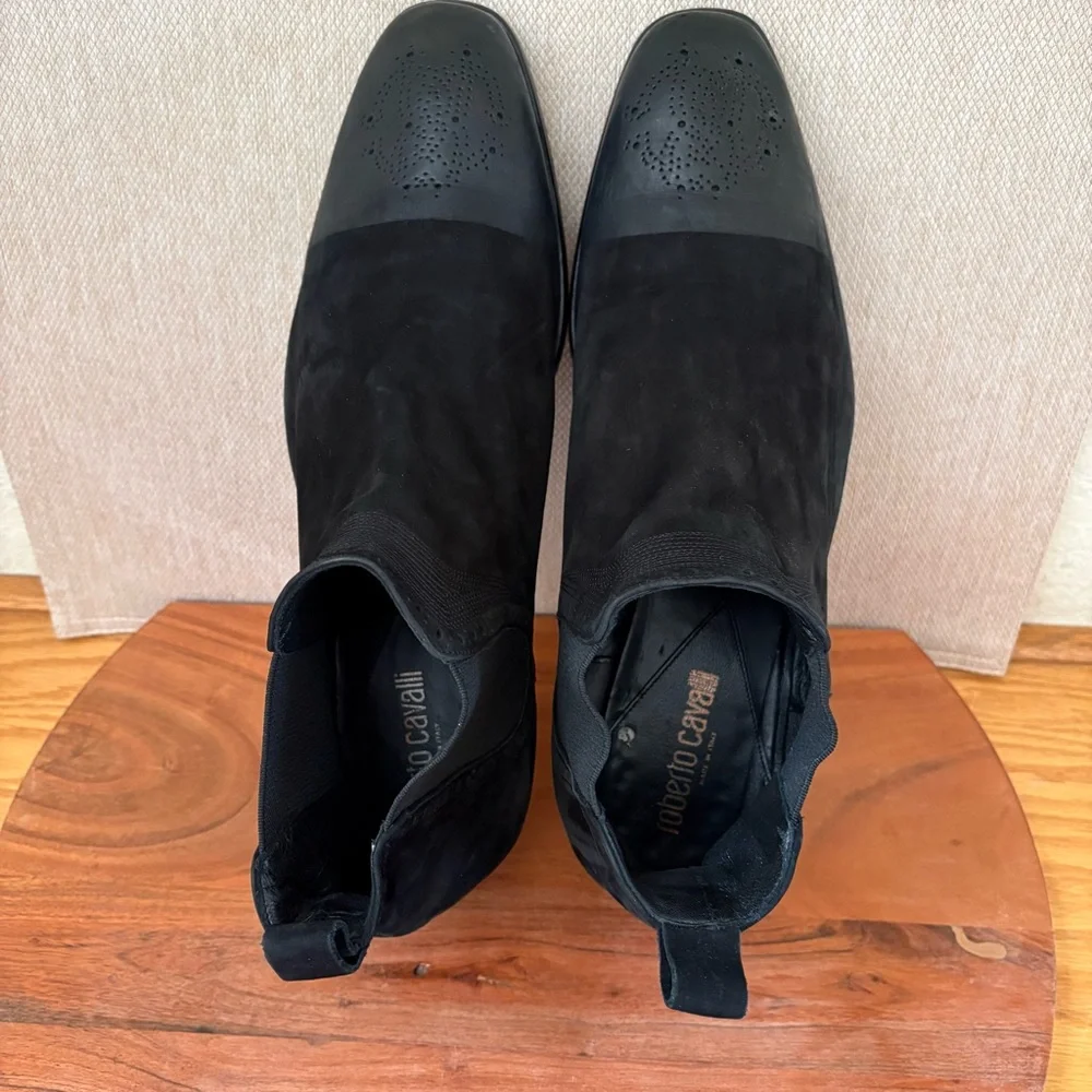 Roberto Cavalli Men’s 45.5 (US 12-12.5) Ankle Chukka Boots Suede Leather Black